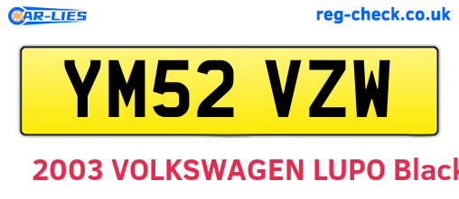 YM52VZW are the vehicle registration plates.