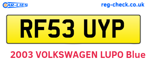 RF53UYP are the vehicle registration plates.