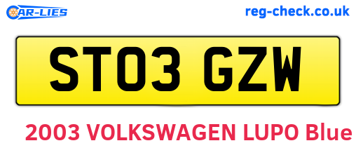 ST03GZW are the vehicle registration plates.