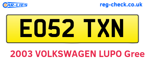 EO52TXN are the vehicle registration plates.