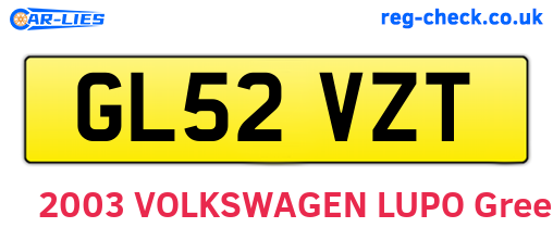 GL52VZT are the vehicle registration plates.