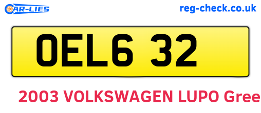 OEL632 are the vehicle registration plates.
