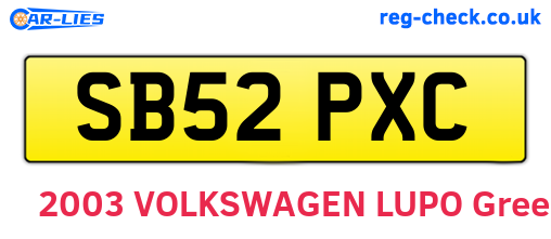SB52PXC are the vehicle registration plates.
