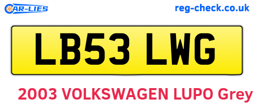 LB53LWG are the vehicle registration plates.