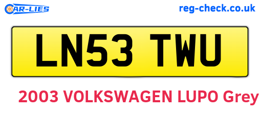 LN53TWU are the vehicle registration plates.