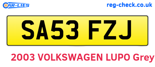 SA53FZJ are the vehicle registration plates.