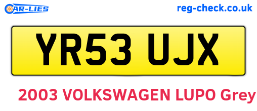 YR53UJX are the vehicle registration plates.
