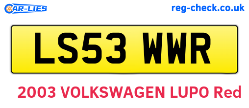 LS53WWR are the vehicle registration plates.