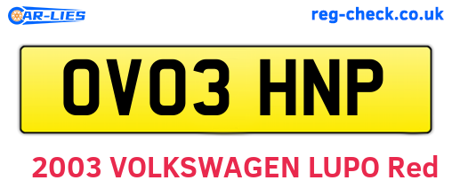 OV03HNP are the vehicle registration plates.