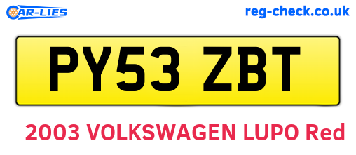 PY53ZBT are the vehicle registration plates.