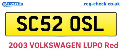 SC52OSL are the vehicle registration plates.