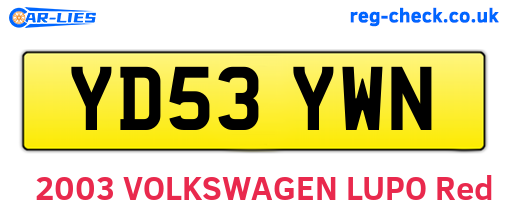 YD53YWN are the vehicle registration plates.