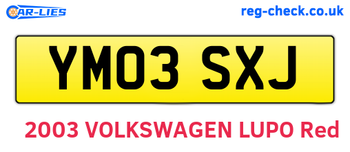 YM03SXJ are the vehicle registration plates.
