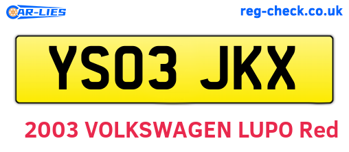 YS03JKX are the vehicle registration plates.