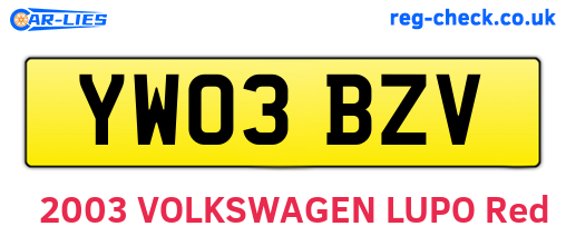 YW03BZV are the vehicle registration plates.