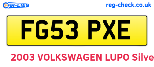 FG53PXE are the vehicle registration plates.