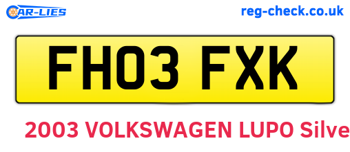 FH03FXK are the vehicle registration plates.