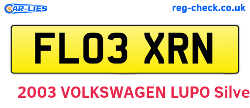 FL03XRN are the vehicle registration plates.