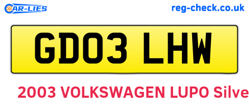 GD03LHW are the vehicle registration plates.