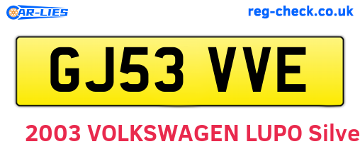 GJ53VVE are the vehicle registration plates.