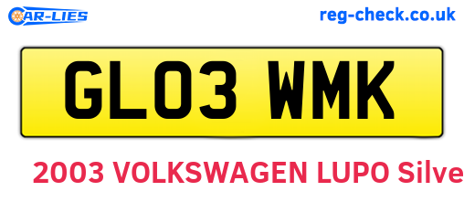 GL03WMK are the vehicle registration plates.