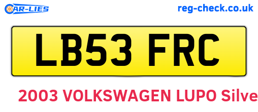 LB53FRC are the vehicle registration plates.