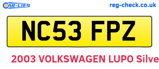 NC53FPZ are the vehicle registration plates.