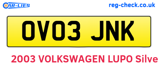 OV03JNK are the vehicle registration plates.