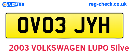 OV03JYH are the vehicle registration plates.