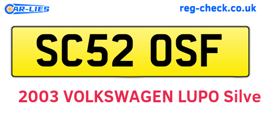SC52OSF are the vehicle registration plates.