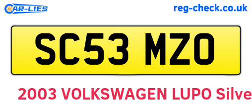 SC53MZO are the vehicle registration plates.