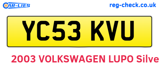 YC53KVU are the vehicle registration plates.