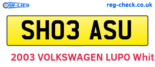 SH03ASU are the vehicle registration plates.