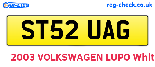 ST52UAG are the vehicle registration plates.