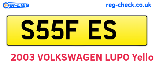 S55FES are the vehicle registration plates.