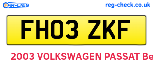 FH03ZKF are the vehicle registration plates.