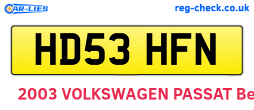 HD53HFN are the vehicle registration plates.