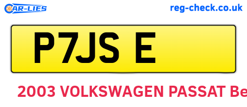 P7JSE are the vehicle registration plates.