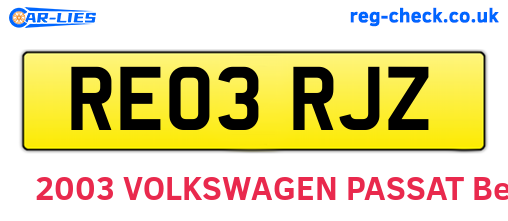 RE03RJZ are the vehicle registration plates.