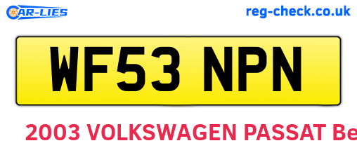WF53NPN are the vehicle registration plates.