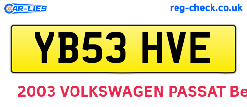 YB53HVE are the vehicle registration plates.