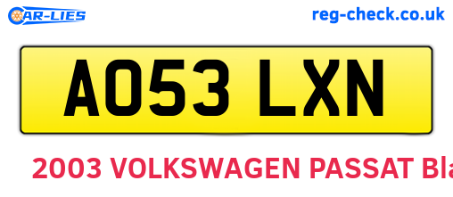 AO53LXN are the vehicle registration plates.