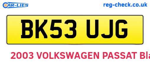BK53UJG are the vehicle registration plates.