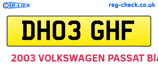 DH03GHF are the vehicle registration plates.