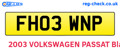 FH03WNP are the vehicle registration plates.