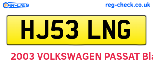 HJ53LNG are the vehicle registration plates.
