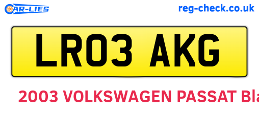 LR03AKG are the vehicle registration plates.