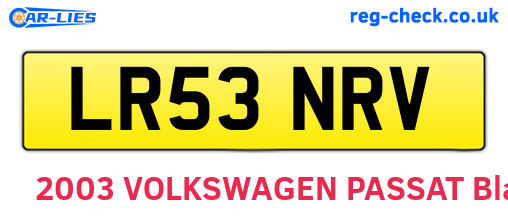 LR53NRV are the vehicle registration plates.