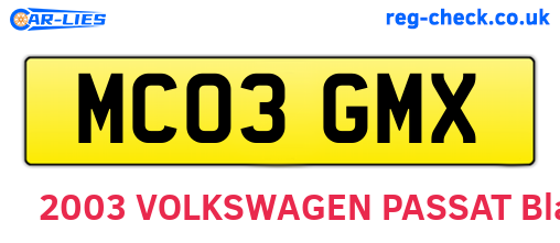 MC03GMX are the vehicle registration plates.
