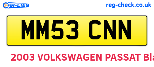 MM53CNN are the vehicle registration plates.
